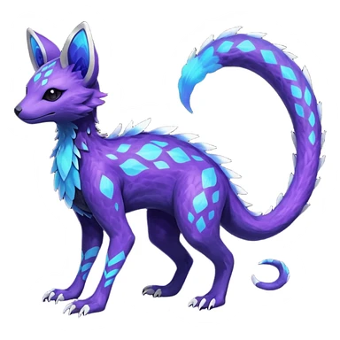 Rare realistic purple indigo violet nebulae shiny sparkly dark-neon glowing bioluminescent edgy badass epic pretty beautiful handsome gorgeous aesthetic colorful vibrant Vernid-Trico-species-Fakemon-creature by LiLaiRa, 4 legs, 1 tail, random markings, (full body) sticker
