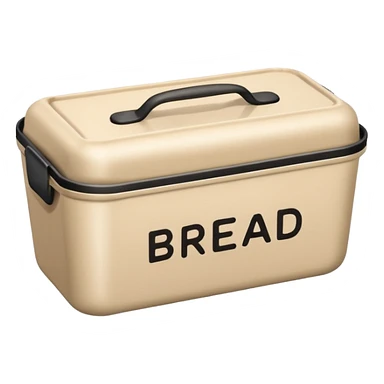 Small beige metal container with the word “bread” on it  sticker
