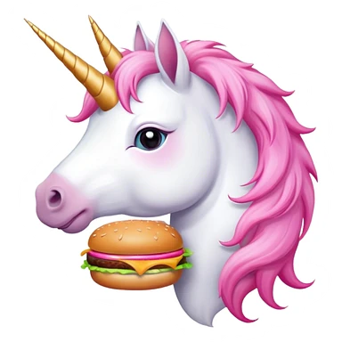 Unicorn eating a burger  sticker
