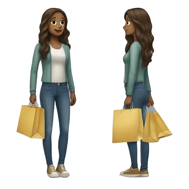 Tall brunette girl with long hair and shopping bags  sticker