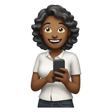 Woman with a phone very happy sticker