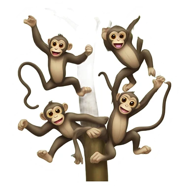 Monkeys in a zoo jumping from tree to tree sticker