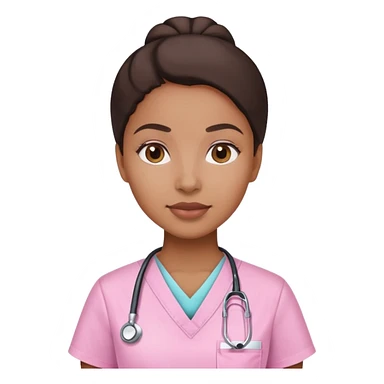 Dark brown woman in Light pink scrubs sticker