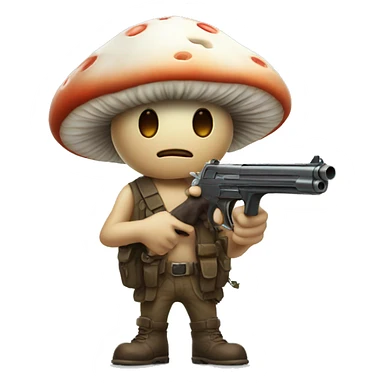 cute mushroom man holding gun sticker