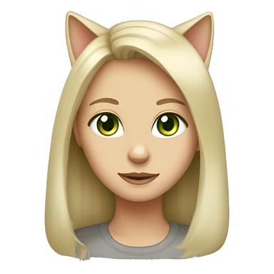 Grey cat with blonde girl green eyes sticker