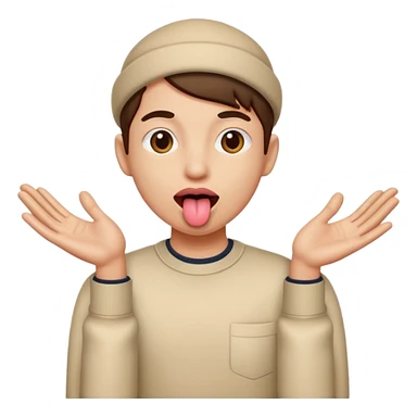 tongue out with hands on the side sticker