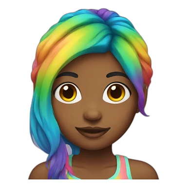 Girl with rainbow hair sticker