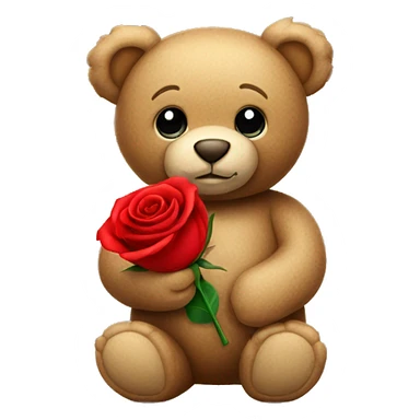 Teddy bear holding a red rose sticker