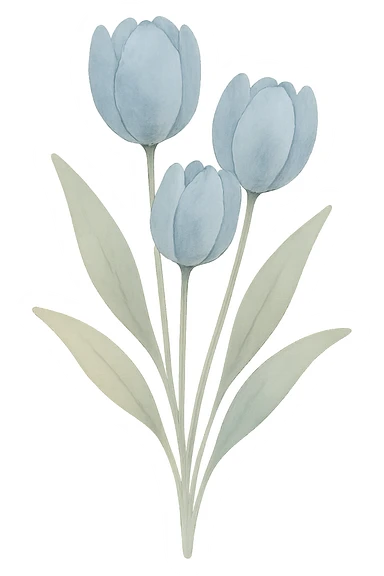 blue tulip bouquet, watercolor style, transparent background sticker