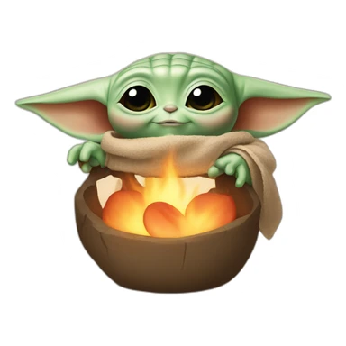 Baby yoda holding hearth sticker