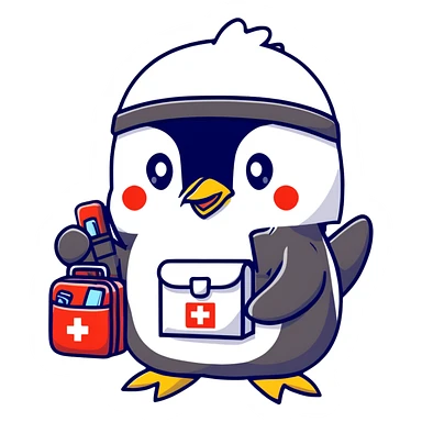 penguin medic with first aid kit and helmet sticker