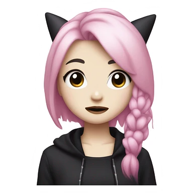 Kuromi Sanrio hello kitty girl with pink and blonde hair dark makeup emo sticker