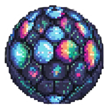 Night Life Universal logo, pixel art style, disco ball and nightlife elements sticker