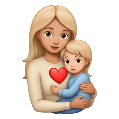 Mother and child in a loving embrace, heart symbol sticker