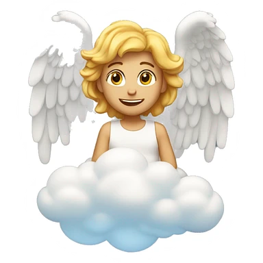 Un ángel sentado en una nube feliz moviéndose  sticker