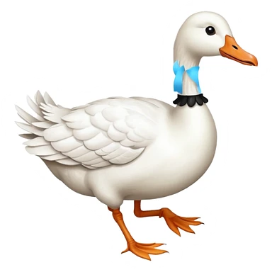 Make me an emoji of a goose that is running towards something. Also make it white. Make it have a very long neck like geese do. sticker