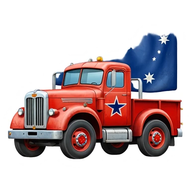 Old Mack truck with Australian flag decal on door sticker