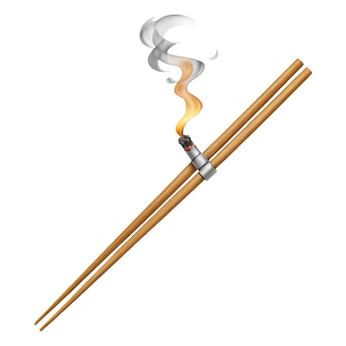 The chopsticks 🥢 emoji with smoke of a cigarette 🚬 sticker