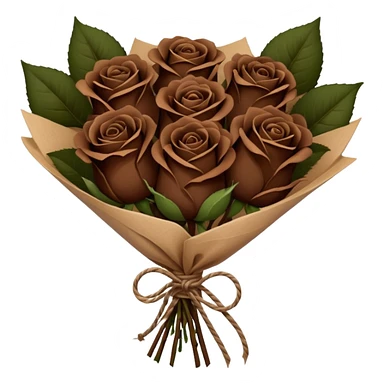 Bouquet of the darkest  brown roses in a paper package covered sticker