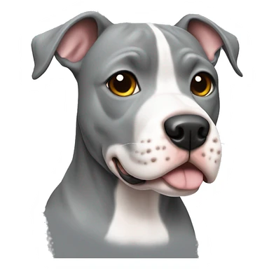 Cute grey pitbull with white chest  sticker