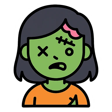 zombie girl with dark hair sticker