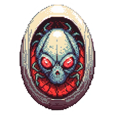 cranial, eye, MRI, SCAN, egg, embryonic, inside of glass egg, alien, eerie, eyes glow red sticker