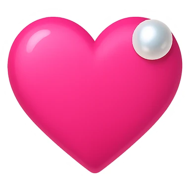 Create a pink heart with a pearl accent in the style of emoji, with no background. The style should resemble apple style emojis with a clean and concise look. sticker
