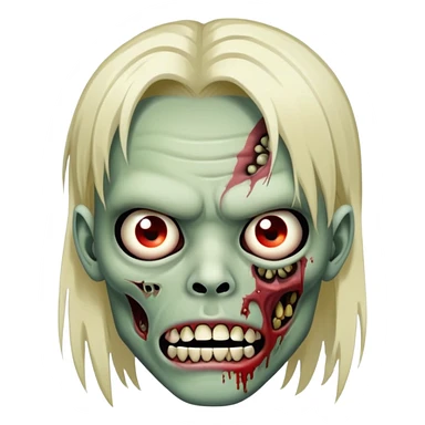 Zombie with a Japanese and Spanish face with piercings in the mouth and eyebrow and super straight hair.  sticker