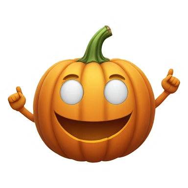 happy pumpkin with hands up sticker