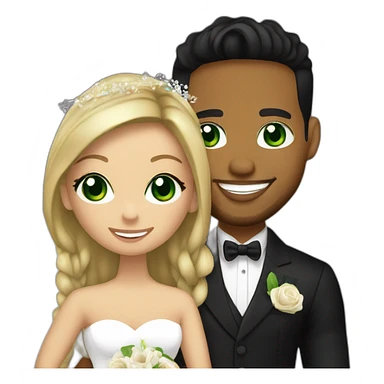 Romeo santos and blond girl green eyes wedding sticker