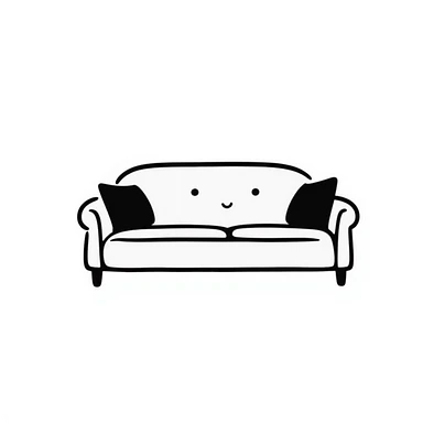 sofa in hand-drawn doodle style sticker
