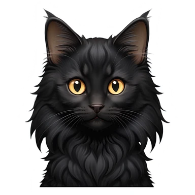 cinematic-black-maine-coon-kitten-portrait-emoji,-head-tilted-playfully-and-inquisitively,-sleek--black-fur,-simplified-yet-adorable-features,-highly-detailed,-glowing-with-a-warm,-friendly-glow  sticker