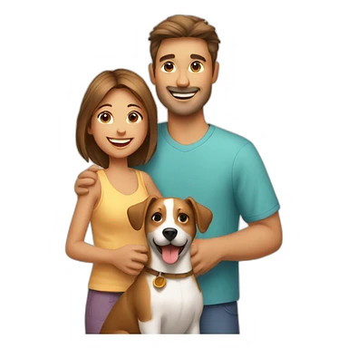 happy family with cat and dog sticker
