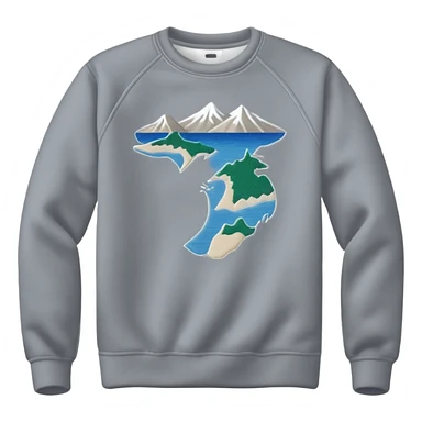 Sweat shirt with embroidered extremely tiny “Lake Michigan” sticker
