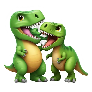 Sharp teeth dinosaur hugging a T-Rex dinosaur sticker