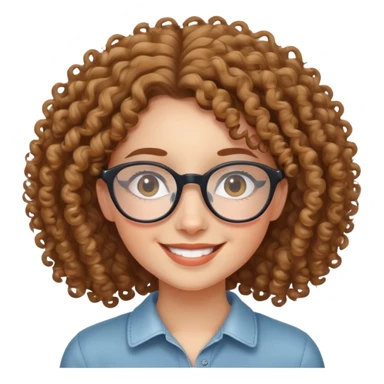 smiling curly-haired girl with glasses sticker