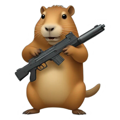 Capybara holding a gun sticker