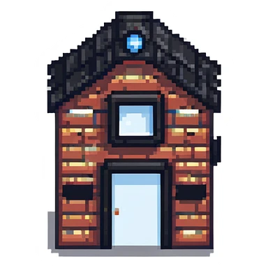 tiny simple police station building icon, modern colors, minimal details, small size sticker