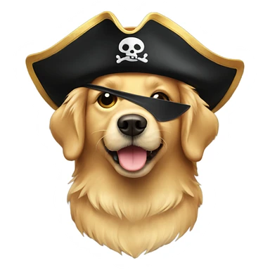 Golden retriever with pirate hat and eye patch sticker