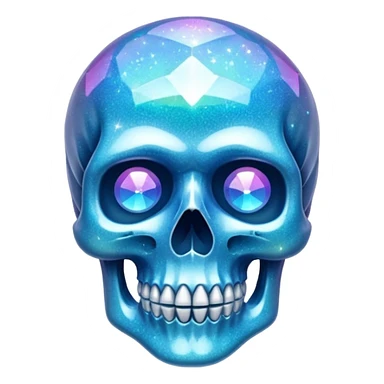 glitter azul skull crystal sticker