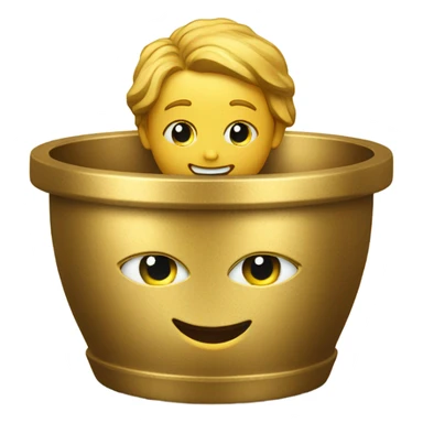 a golden photos in a pot sticker