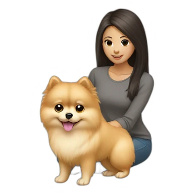 light-skinned-girl-petting-pomeranian sticker