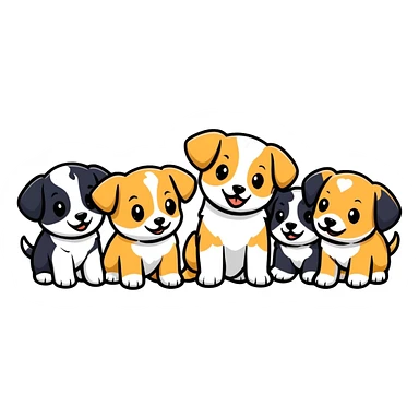 group of puppies playing sticker