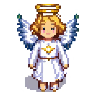 angel, pixel art, small wings, golden halo sticker