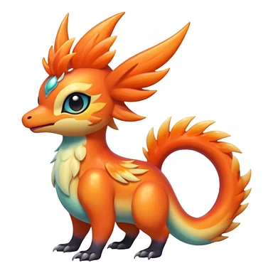  Shiny iridescent light warmly colored reddish-orange-gold-gradients neon vibrant colorful pastel flourishing flurry fuzzy Nargacuga-Palkia-Meloetta-Noibat-fusion-animal-Fakémon-hybrid-creature, by griffsnuff sticker