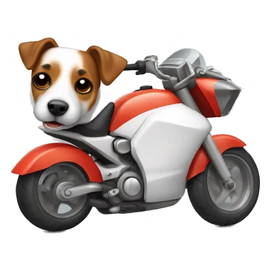 Jack russell encimade una moto con un casco puesto sticker