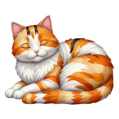 full body colourful light patched calico + white tabby cat sleeping sticker