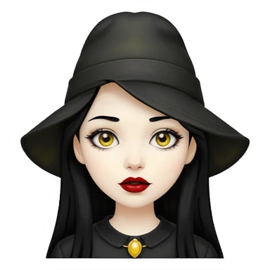 gothic girl black haired with yellow hat sticker