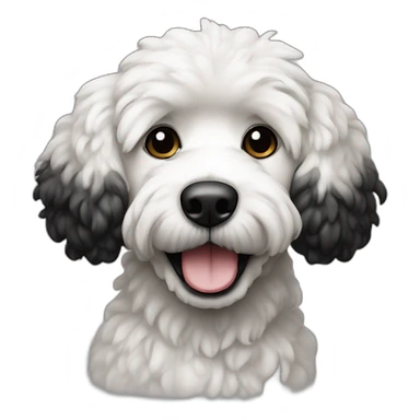 Caniche avec blanc et noir qui tire la langue sticker