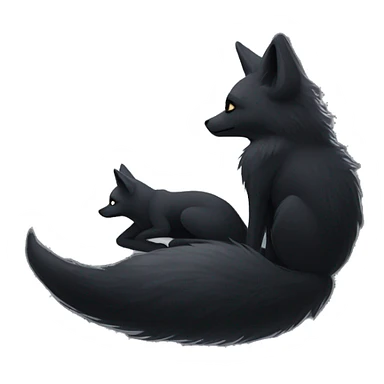 monochrome moon and black fox sticker